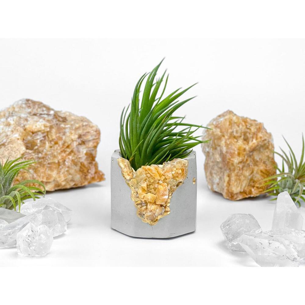 Raw Orange Calcite Crystal Planter Geode Planter Mini cute